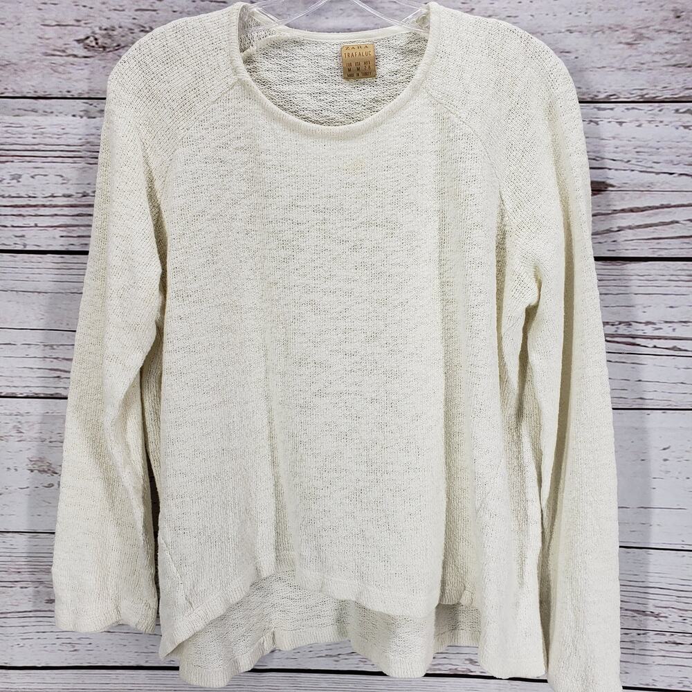 Zara Trafaluc Women's Cream Knit Pullover Sweater Size Medium